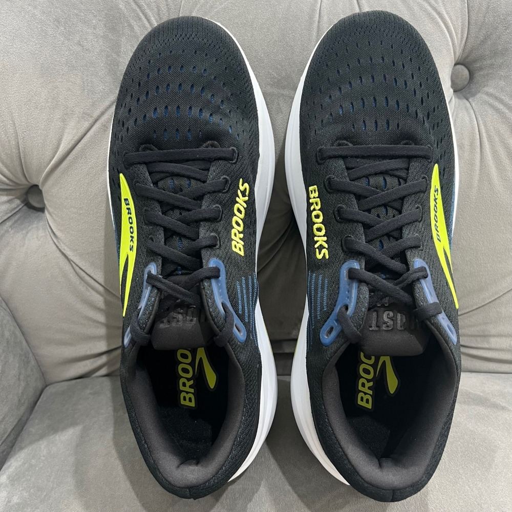 Brooks Ghost Max 3 Running Shoes Mens 12 Black/Navy/Acid Lime Athletic Sneakers - Picture 10 of 11